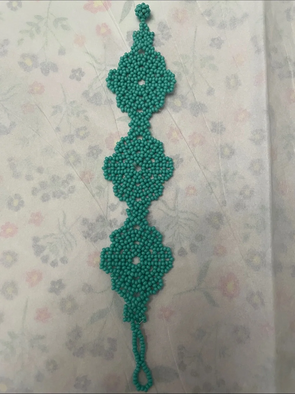 Handmade Turquoise Beaded Floral Bracelet